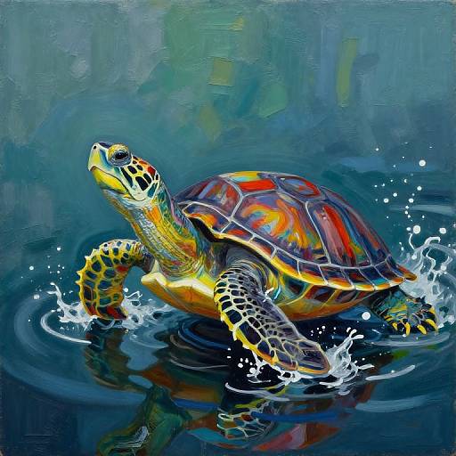 Colorful Turtle Splash Painting