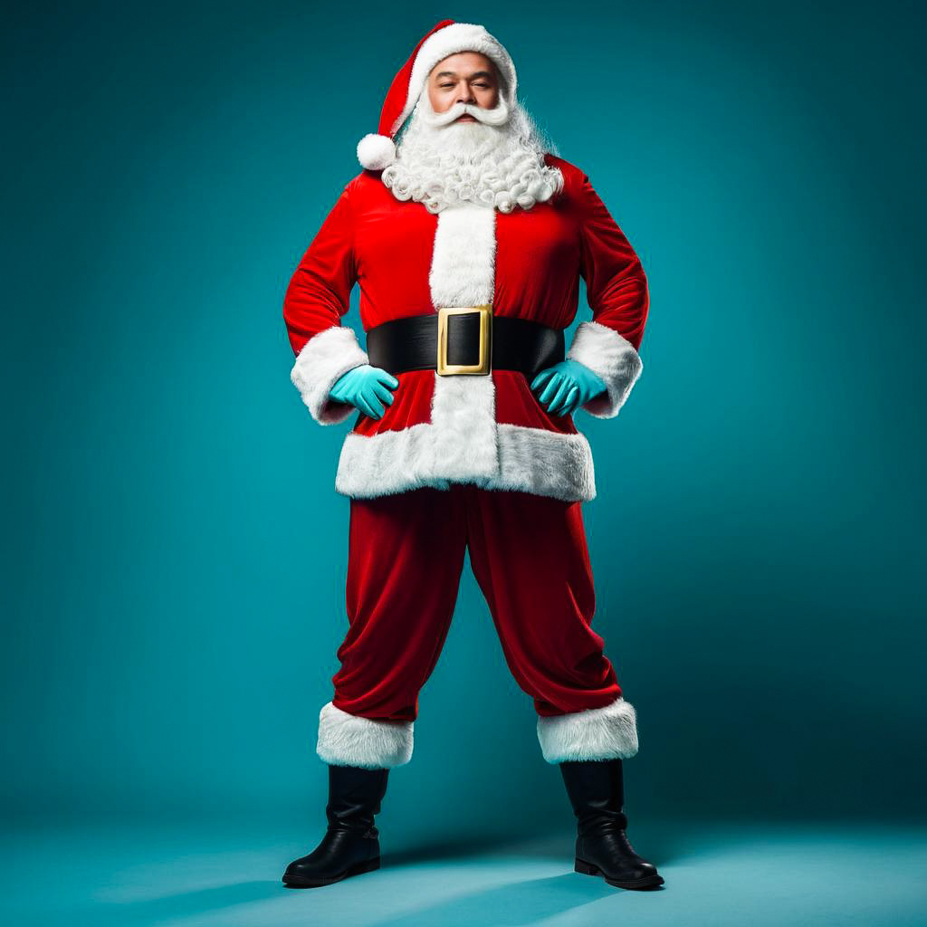 Grumpy Santa in a Cool Studio Setting