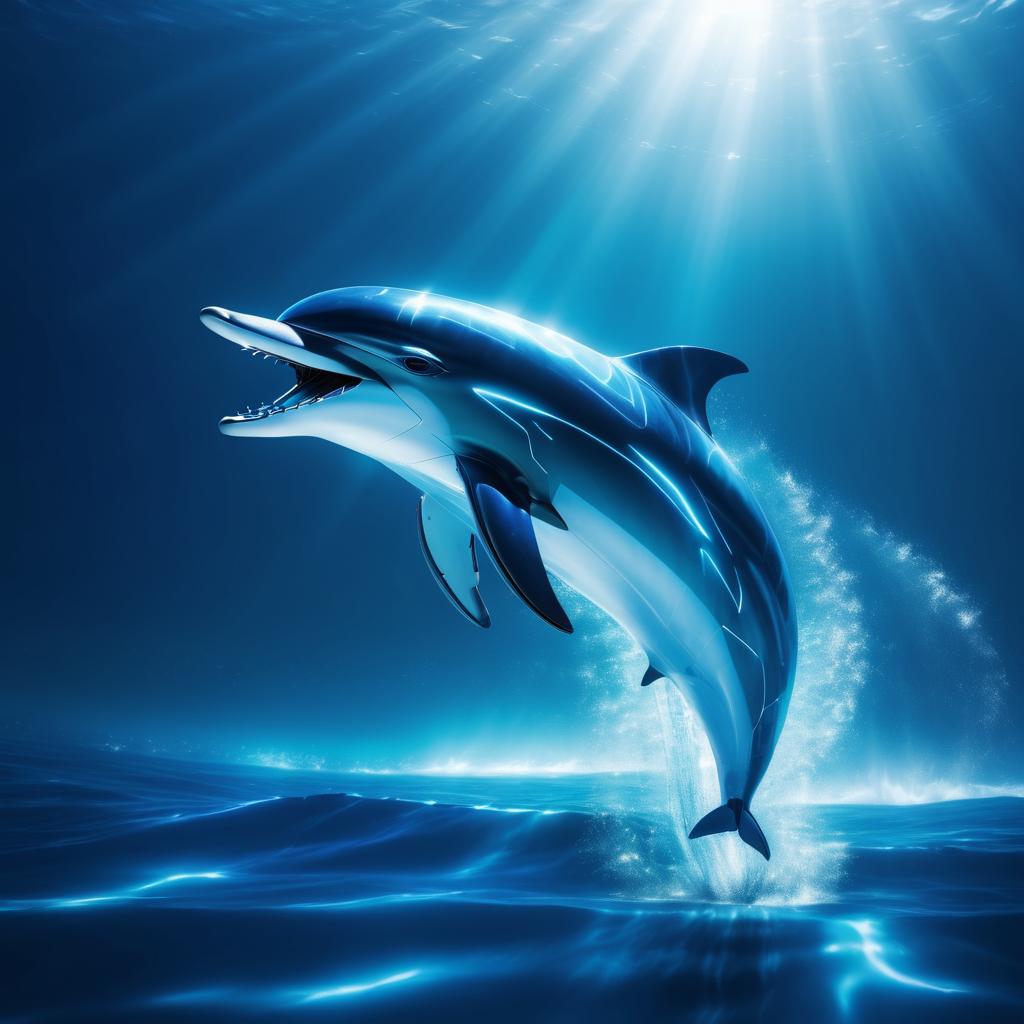 Cybernetic Dolphin in Dramatic Ocean Scene