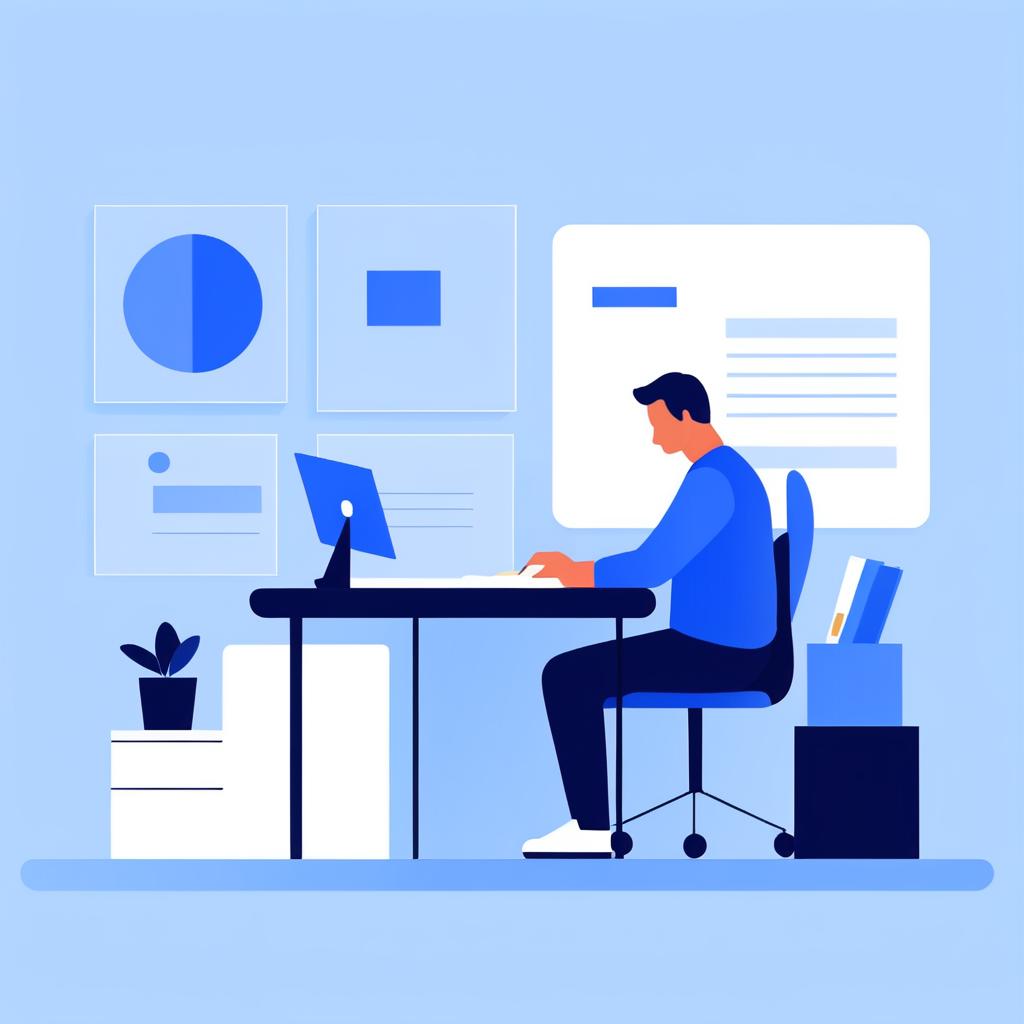 Minimalist Desk Work Illustration Design