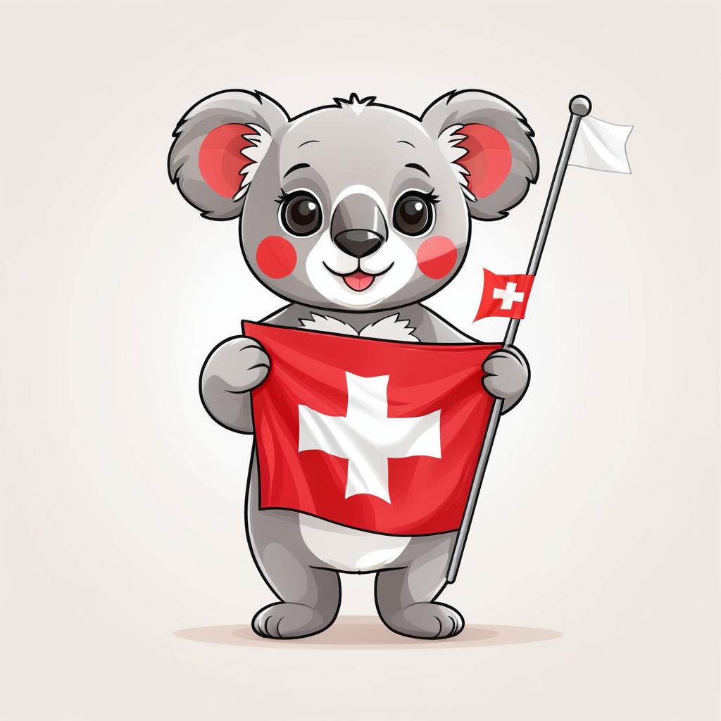 Adorable Koala with Switzerland Flag