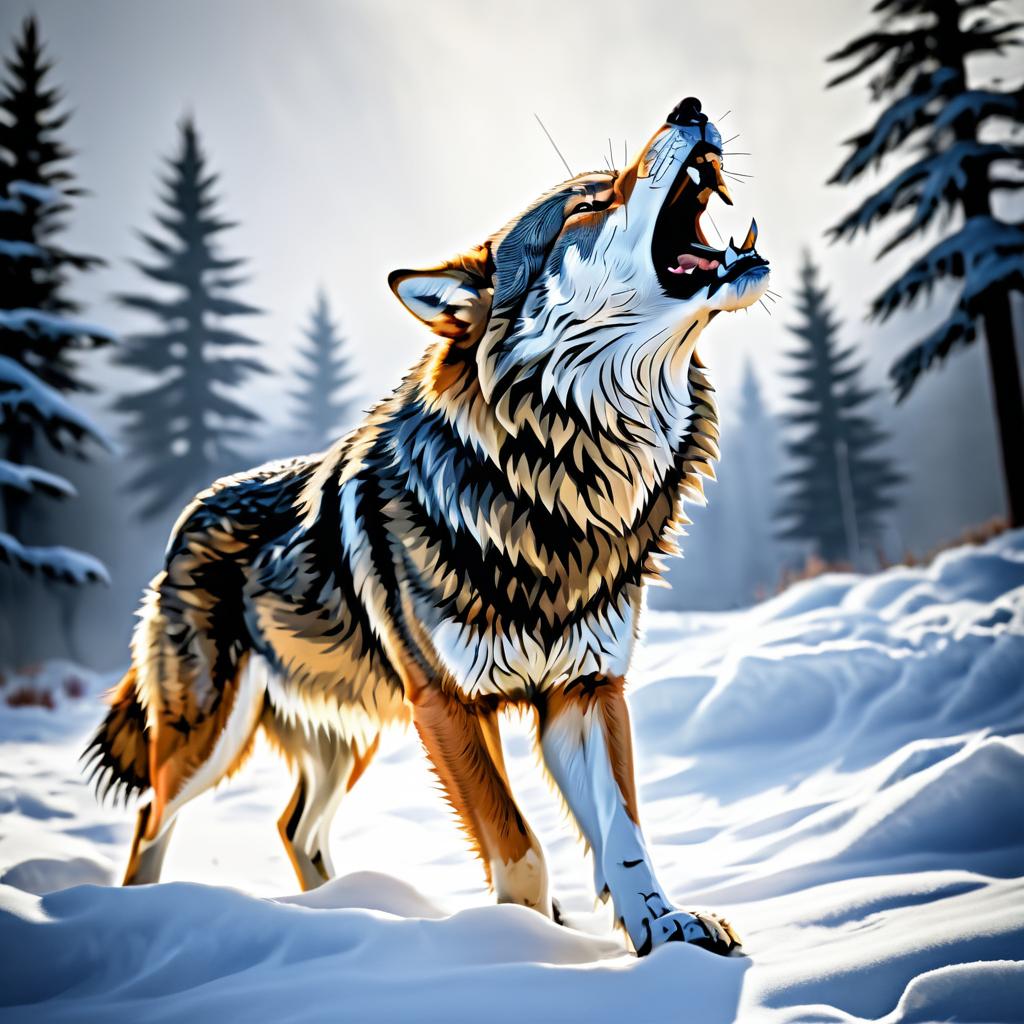 Lifesize Wolf Howling in Aggression