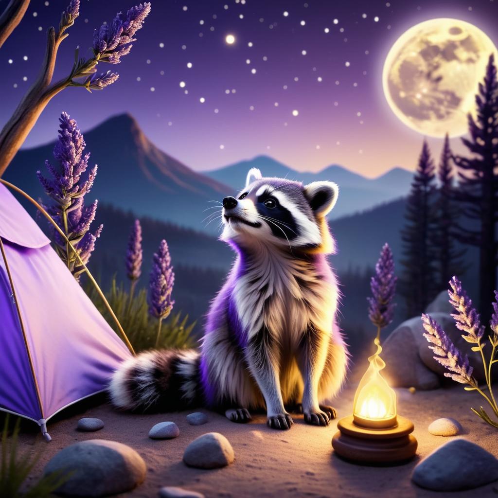 Lavender Raccoon Howling at the Moon