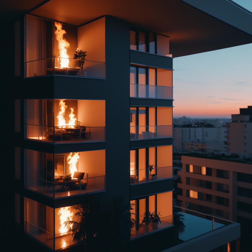 Dramatic Urban Fire in Modern Apartment