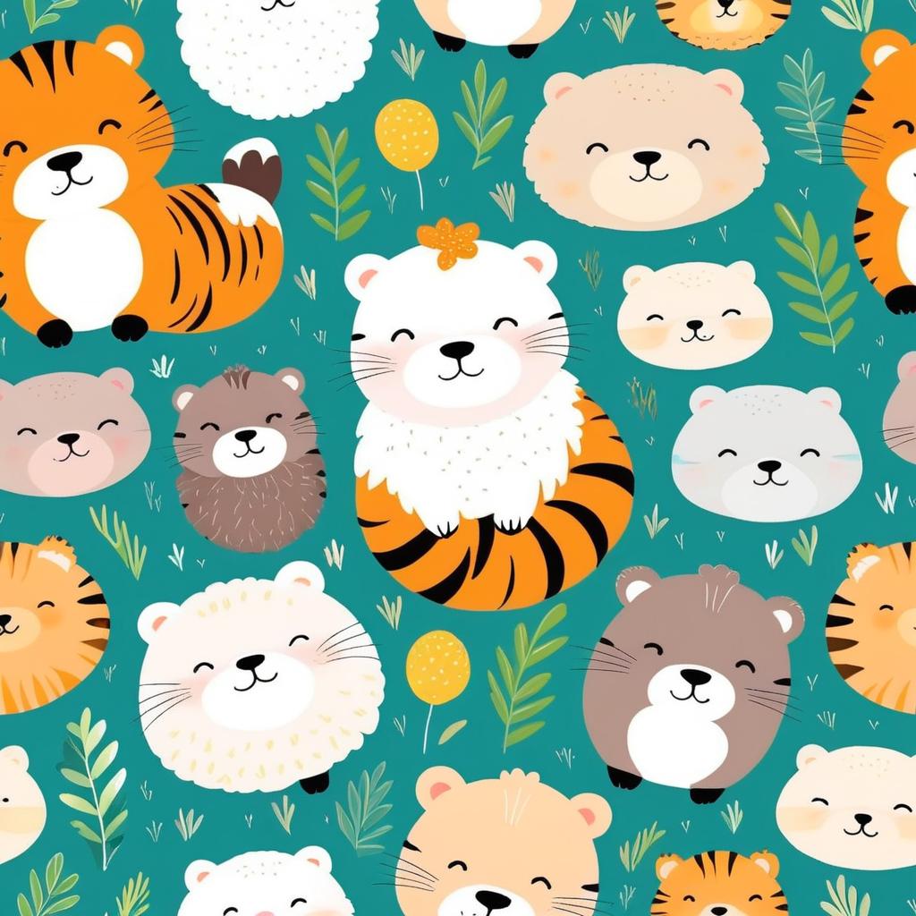 Whimsical Friends: Otter, Tiger, and Lamb