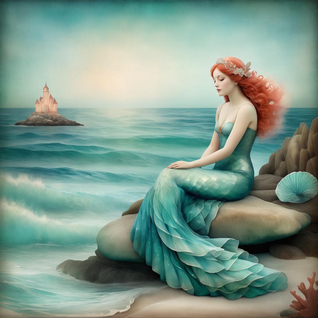 Serene Mermaid in Dreamlike Ocean Scene