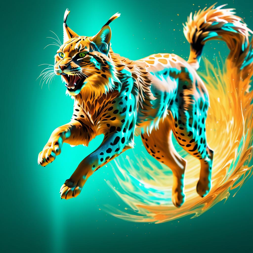 Dynamic Lynx in Surreal Vibrant Matrix