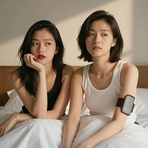 Intimate Portrait of Two Women on Bed