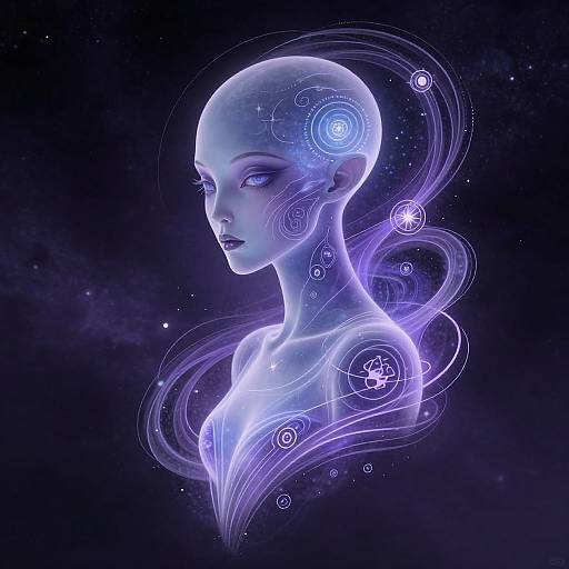 Mystical Alien Girl Tattoo Design