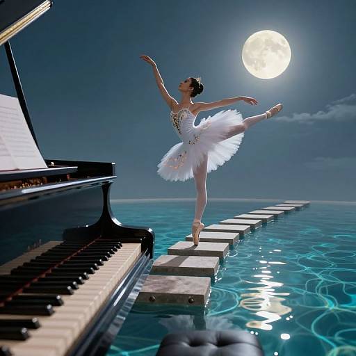 Surreal Ballerina on Grand Piano
