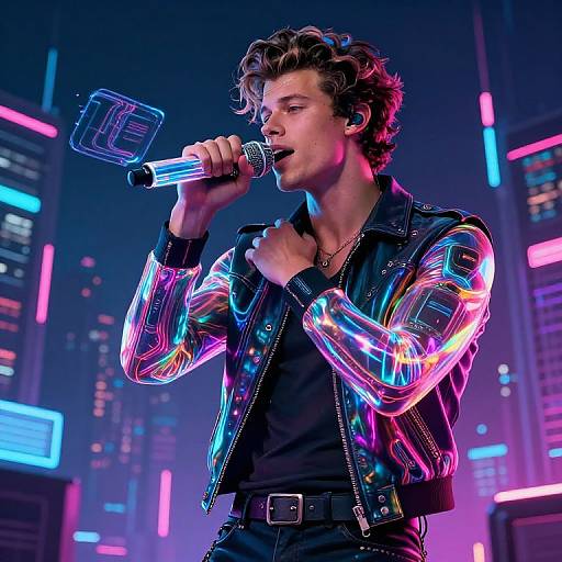 Shawn Mendes Cyberpunk AI Performance