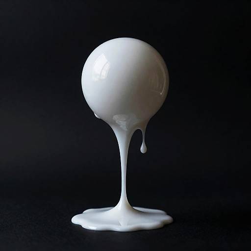 White Paint Dripping Sphere on Black Background
