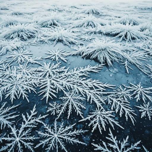 Intricate Frost Patterns on Ice
