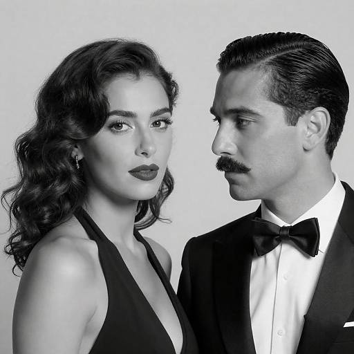 Black and White Formal Portrait of Man and Woman