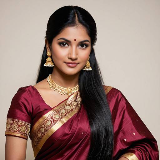 Elegant Maroon Silk Saree with Jewelry