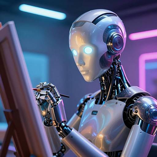 Futuristic Android Artist Painting