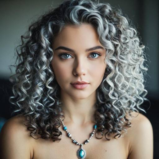 Portrait of Woman with Curly Gray Hair