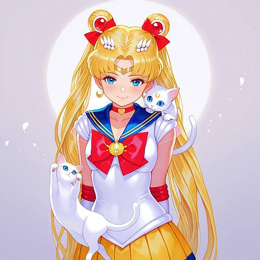 Illustration of Artemis (sailor moon), bishoujo senshi sailor moon in the style of Weno
