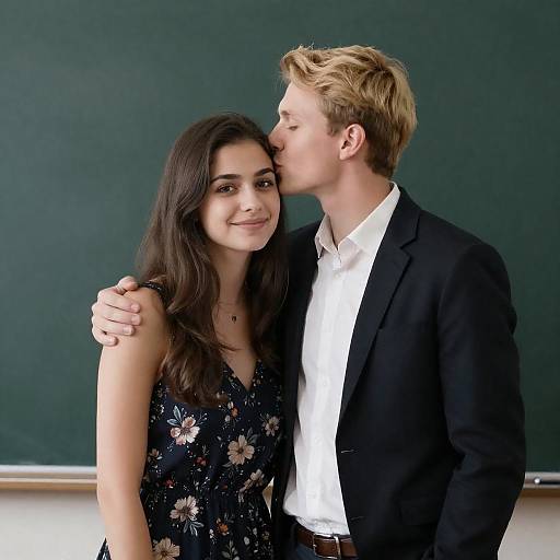 Romantic Classroom Moment of Young Couple