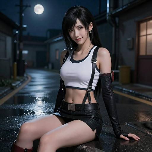 Nocturnal Industrial Tifa Hyperrealistic Portrait