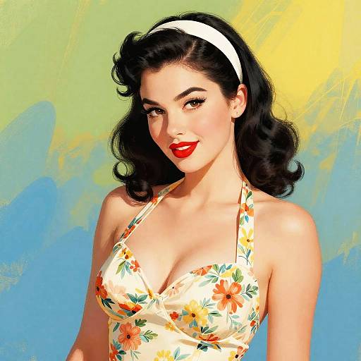 1950s Pin-Up Girl Digital Art