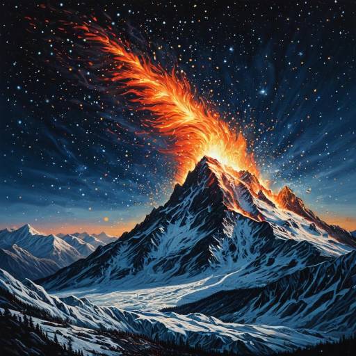 Cosmic Fire Above Icy Peaks