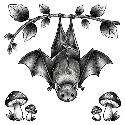 Cozy Cute Bat Tattoo Design