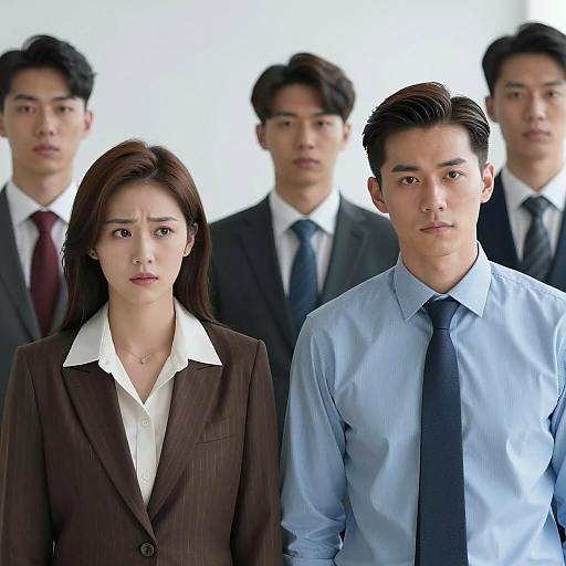 Concerned Duo in Bright Office Scene