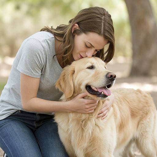 Affectionate Moment with Golden Retriever