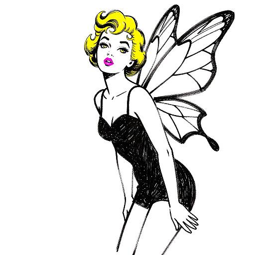1950s Surrealist Pop-Art Fairy Sketch