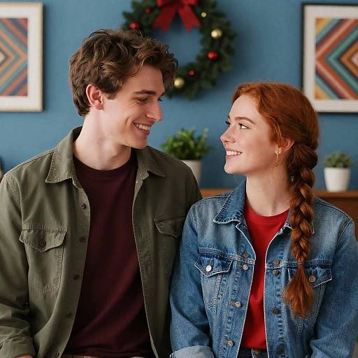 Warm Smiles Against a Festive Backdrop