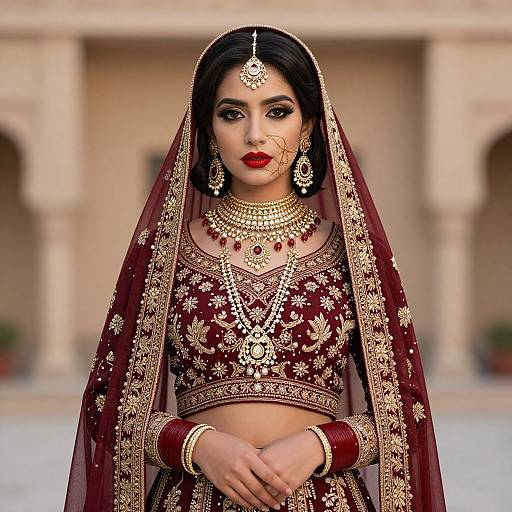 Maroon Bridal Lehenga Portrait