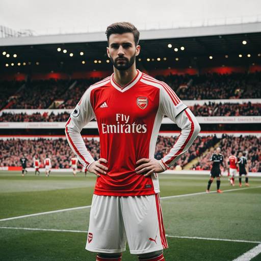 Arsenal Football Player in Classic Red and White Kit