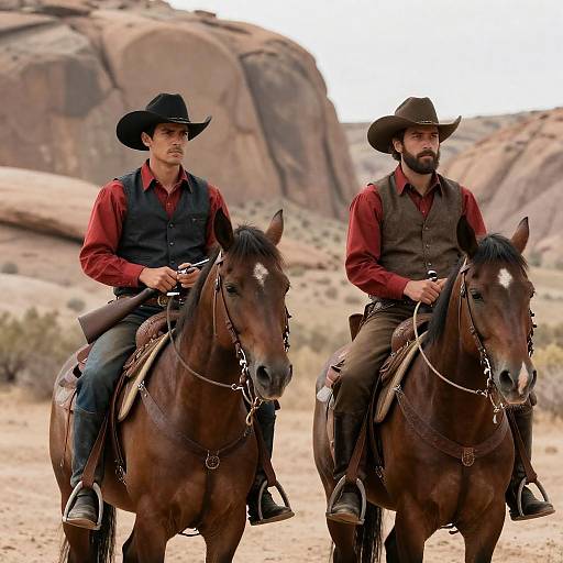 Cowboys in Desert Landscape Portrait