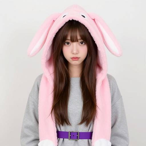 Girl in Bunny Ears Hoodie
