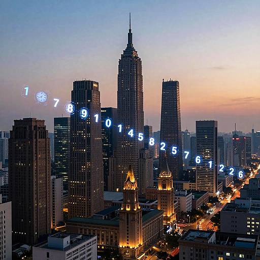 Futuristic Cityscape with Floating Clocks