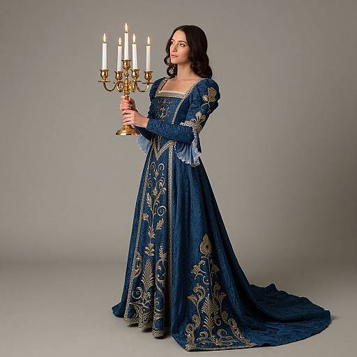 Elegant Young Woman in Medieval Gown