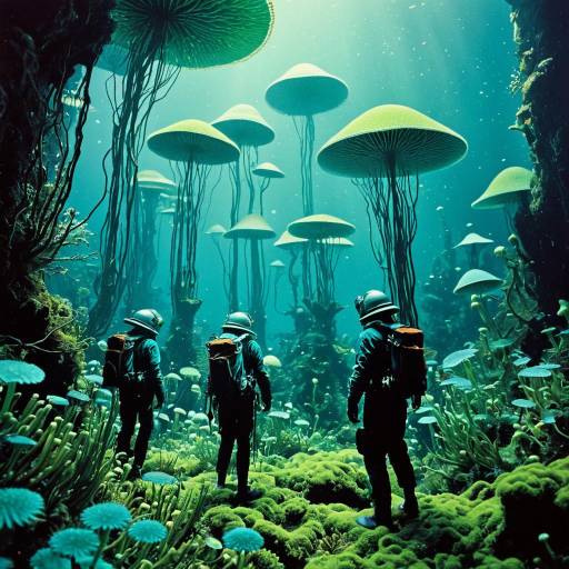 Underwater Explorers Among Giant Fungus