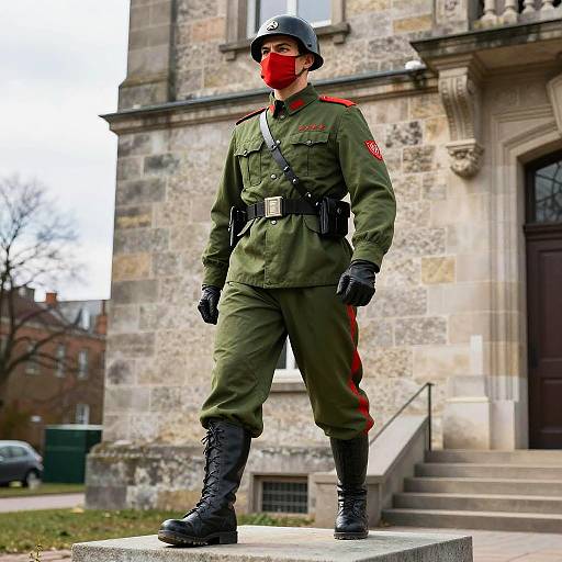 Life-Sized Soldier Statue in Military Uniform