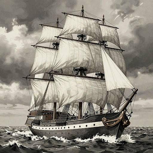 Majestic Sailing Ship in Storm