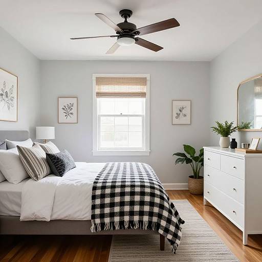 Cozy Minimalist Bedroom with Floral Art