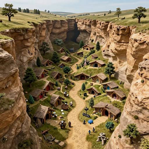 Detailed Alien Village Cutaway Scene