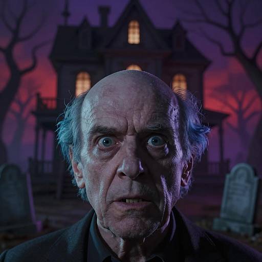 Eerie Elderly Man in Haunted Landscape
