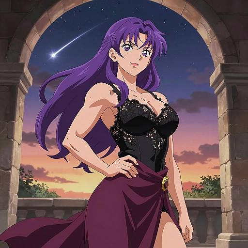 Confident Woman in Dusk Archway