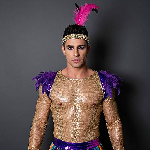 Man in Feathered Rave Costume