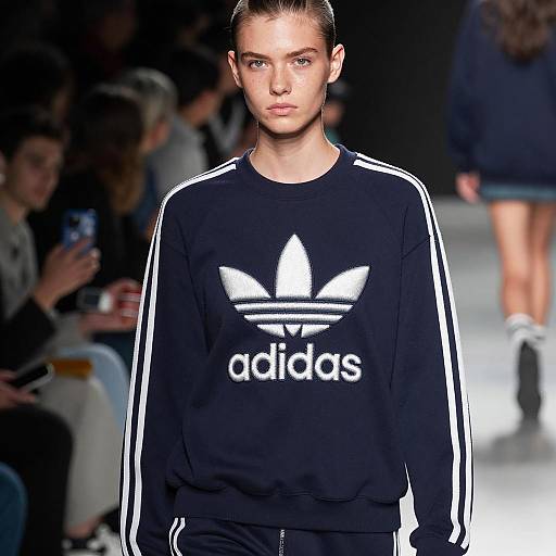 Asian Model Wearing Adidas Sweater on Runway