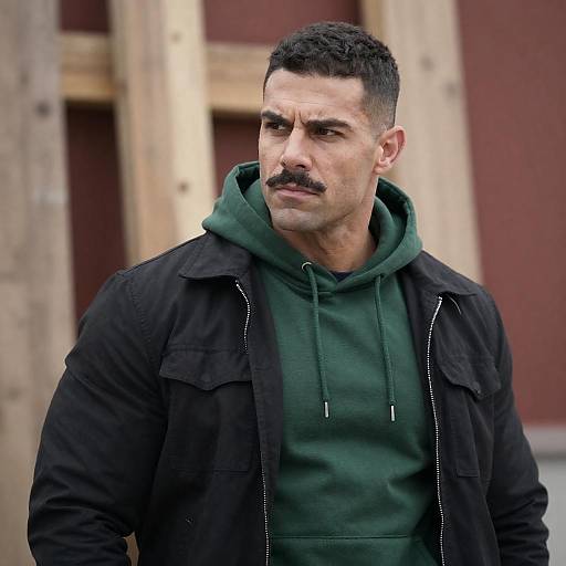 Portrait of a Muscular Man in Urban Setting