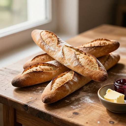 Rustic Fresh Baguettes in Warm Light