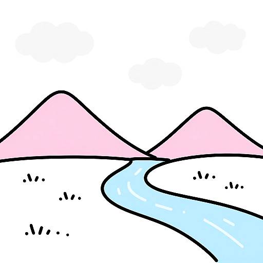 Minimalist Pink Mountains Landscape