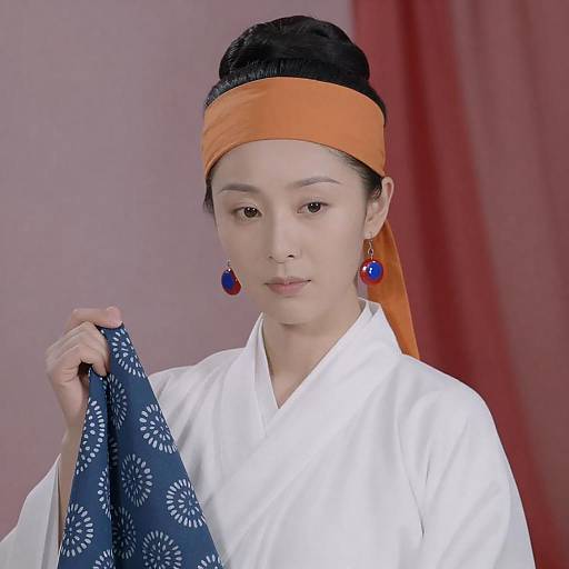 Calm Asian Woman in Traditional Attire